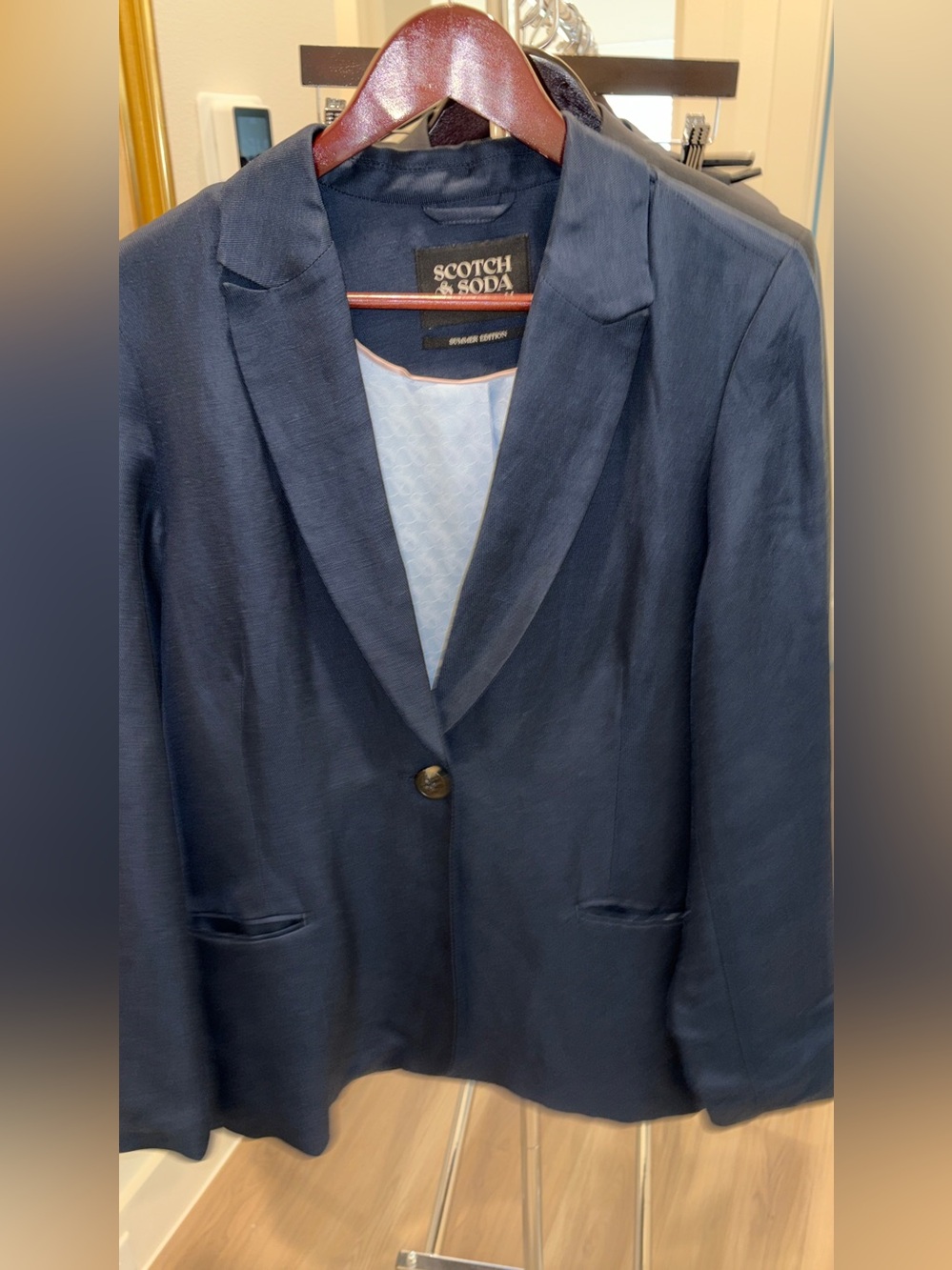 Scotch & Soda Linen Viscose Blend Navy Blazer Sz Large